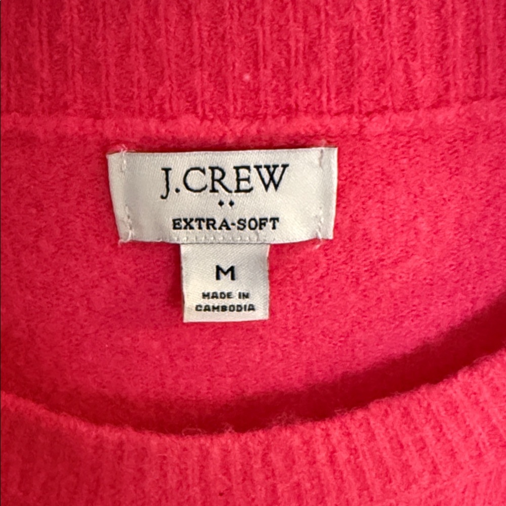 J. Crew Women's Bright Pink Crew Neck Sweater sz m - Picture 2 of 5